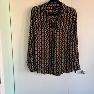 Worthington Black and Tan Chain Print Blouse